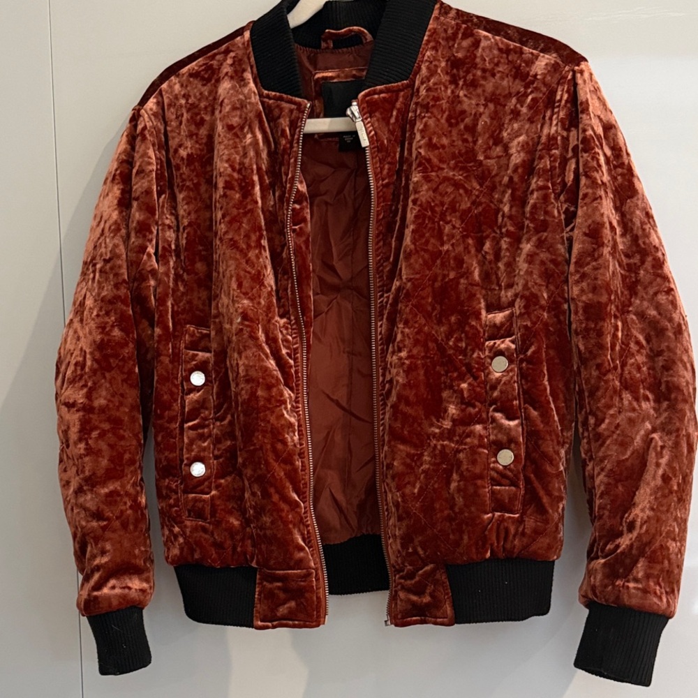Collection B Velvet Bomber Jacket in Rich Rust